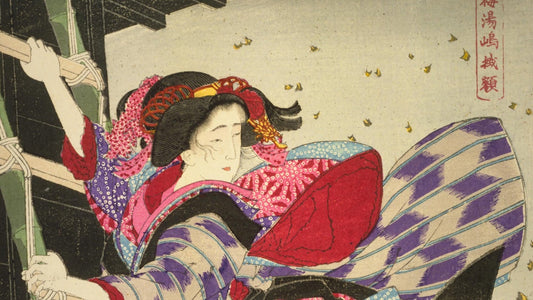 Illustration de Yaoya Oshichi, héroïne liée à la superstition du hinoe uma, le cheval de feu