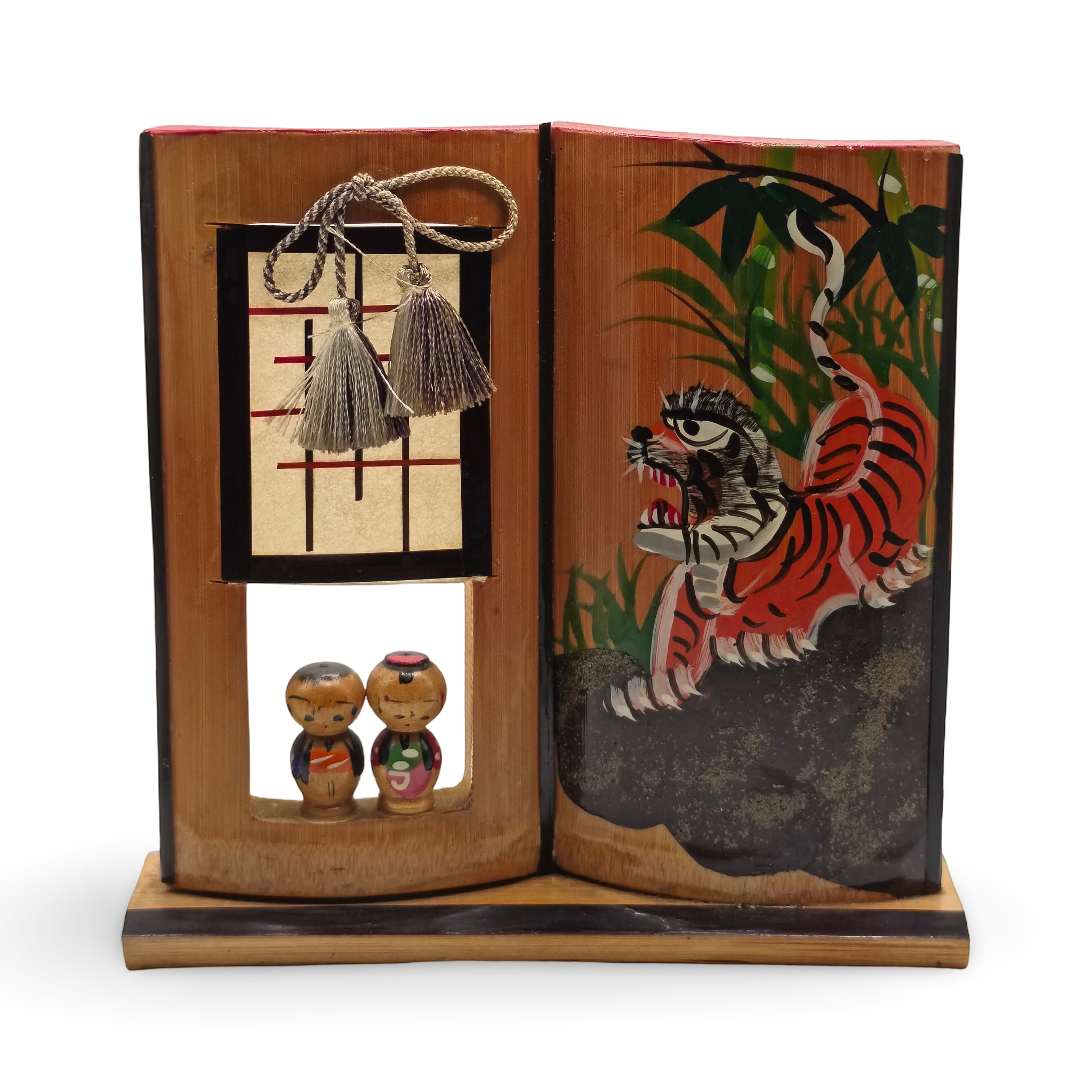 Diorama couple et tigre au bambou