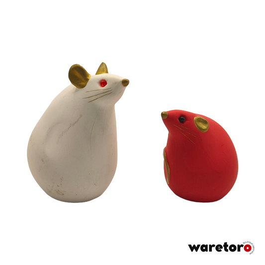 Couple figures zodiaque rat rouge et blanc