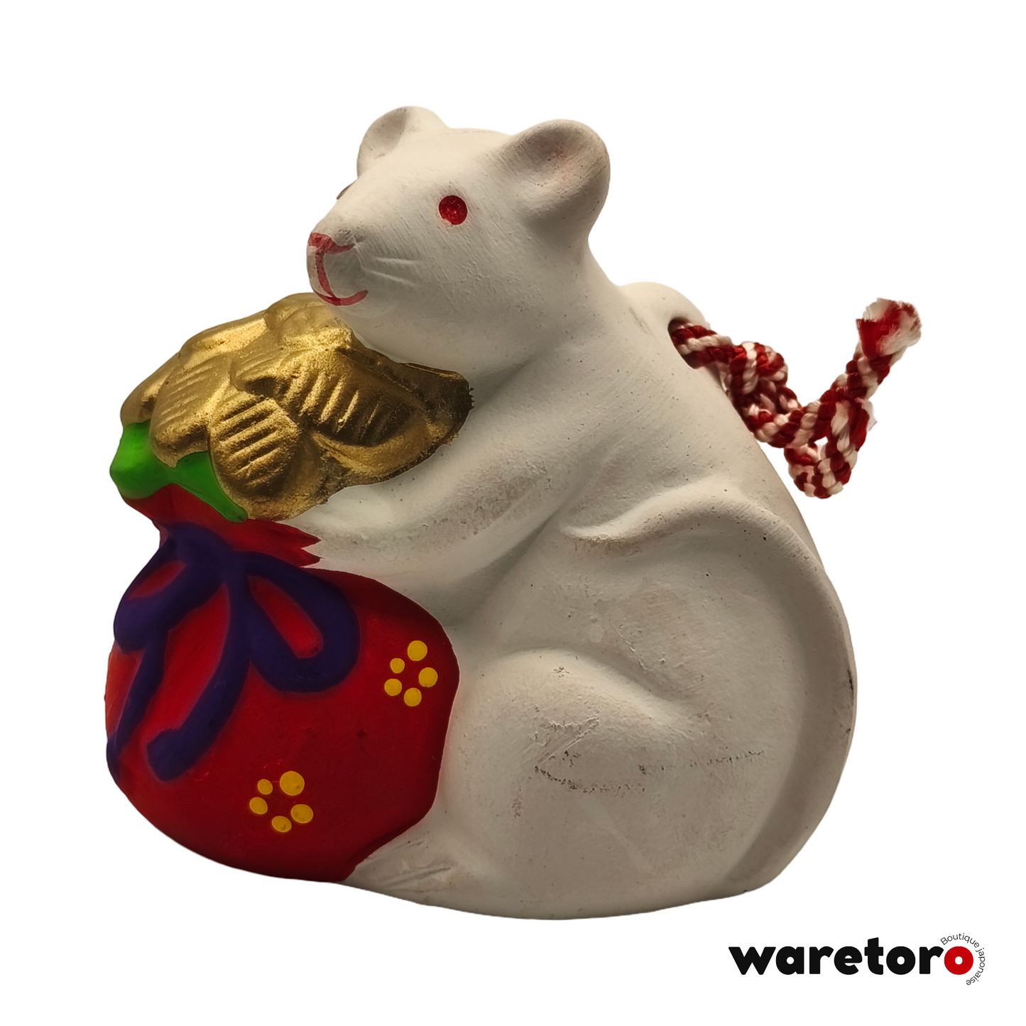 Cloche dorei rat blanc avec pièces d'or