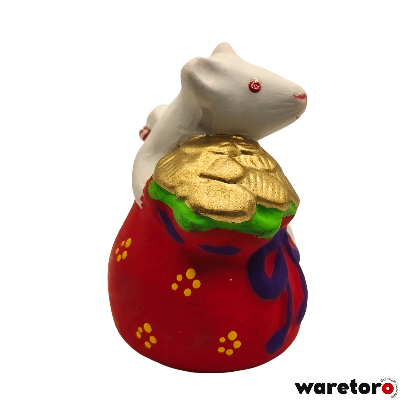 Cloche dorei rat blanc avec pièces d'or