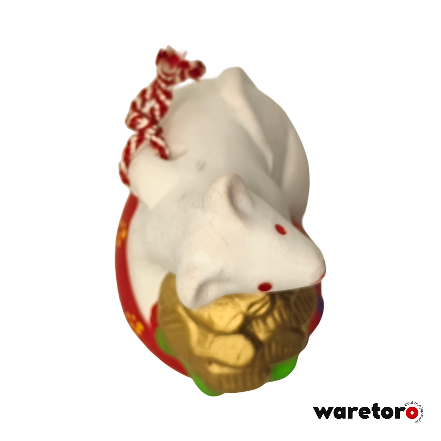 Cloche dorei rat blanc avec pièces d'or