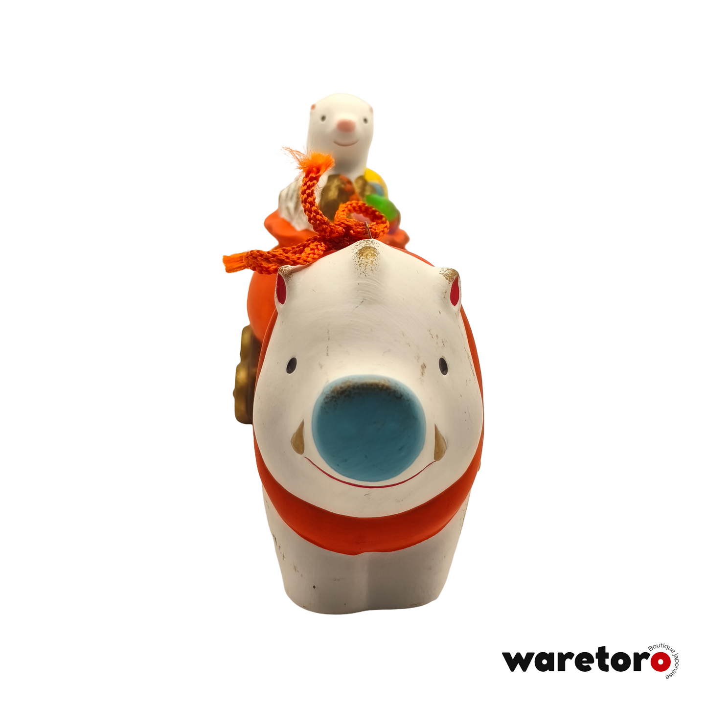 Figurine Yakushigama sanglier et petit sur sac de trésors
