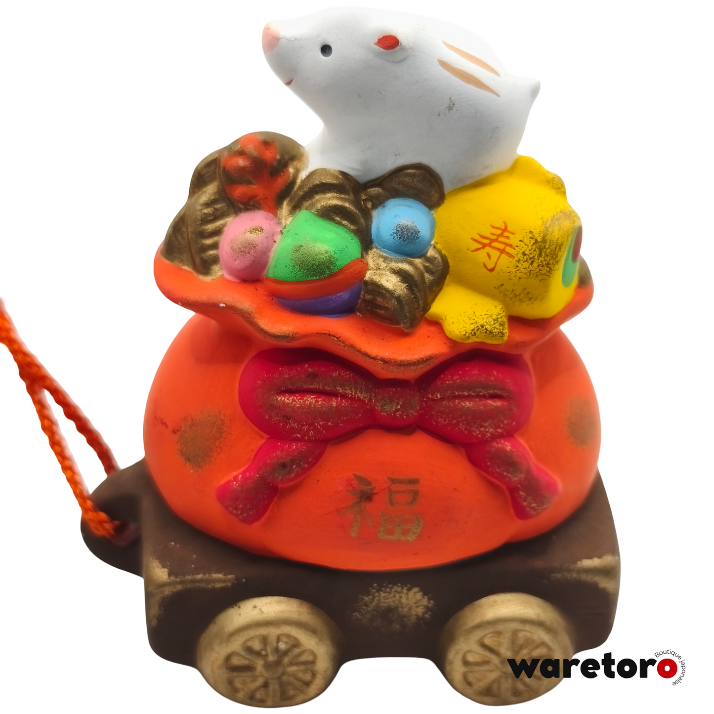 Figurine Yakushigama sanglier et petit sur sac de trésors