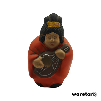 Figurine Benzaiten en argile peinte